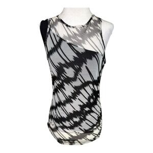 DKNY Mesh Tank Top Abstract‎ Print Sleeveless Layering Top XS NWOT